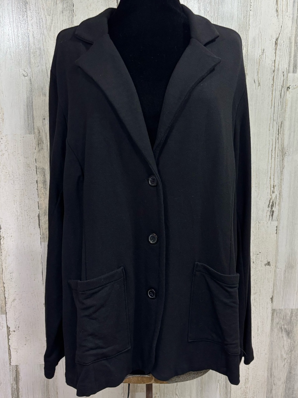 Tahari Plus Size Black Button-Front Ponte Knit Blazer Jacket